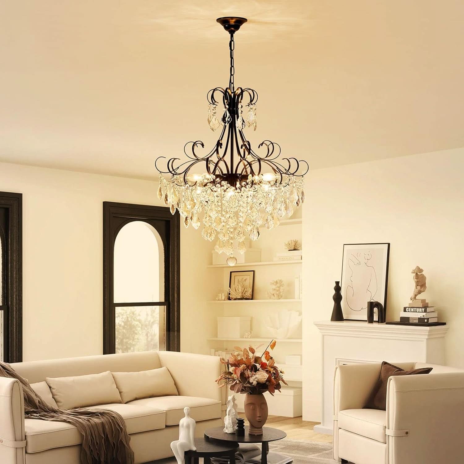 Black Crystal Chandelier 10 Light Pendant Ceiling Fixture
