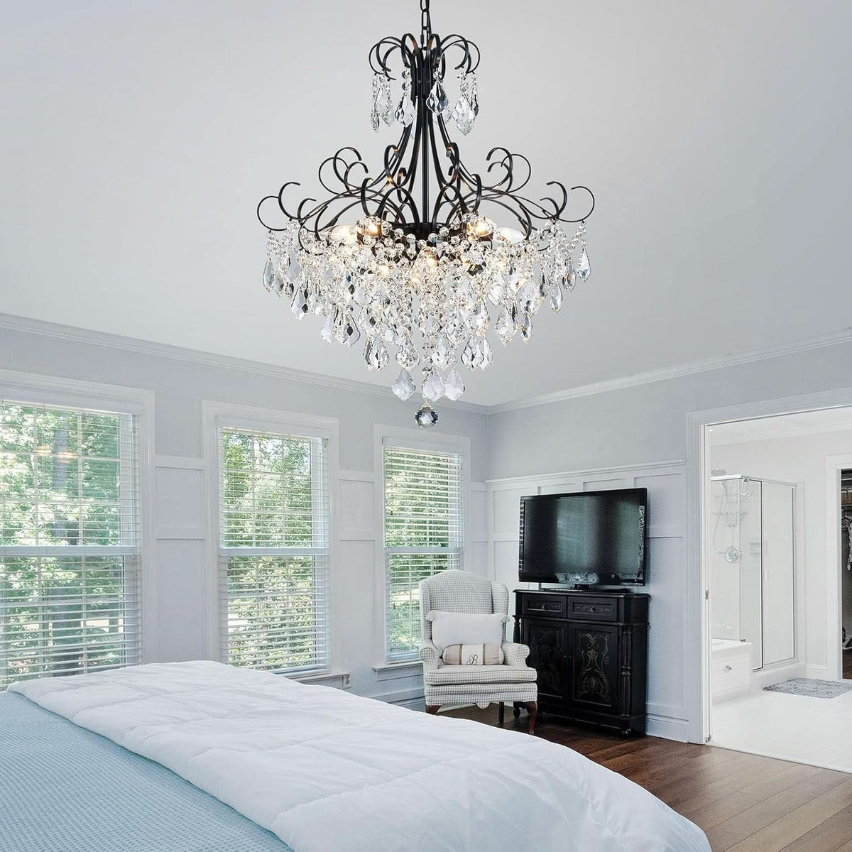 Black Crystal Chandelier 10 Light Pendant Ceiling Fixture