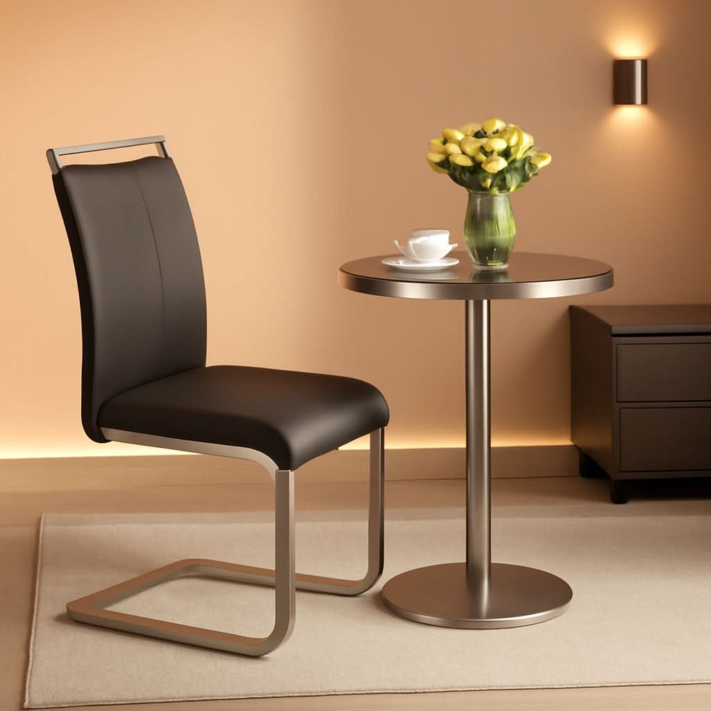 Black Dining Chairs 4 Pack With Faux Leather Seats