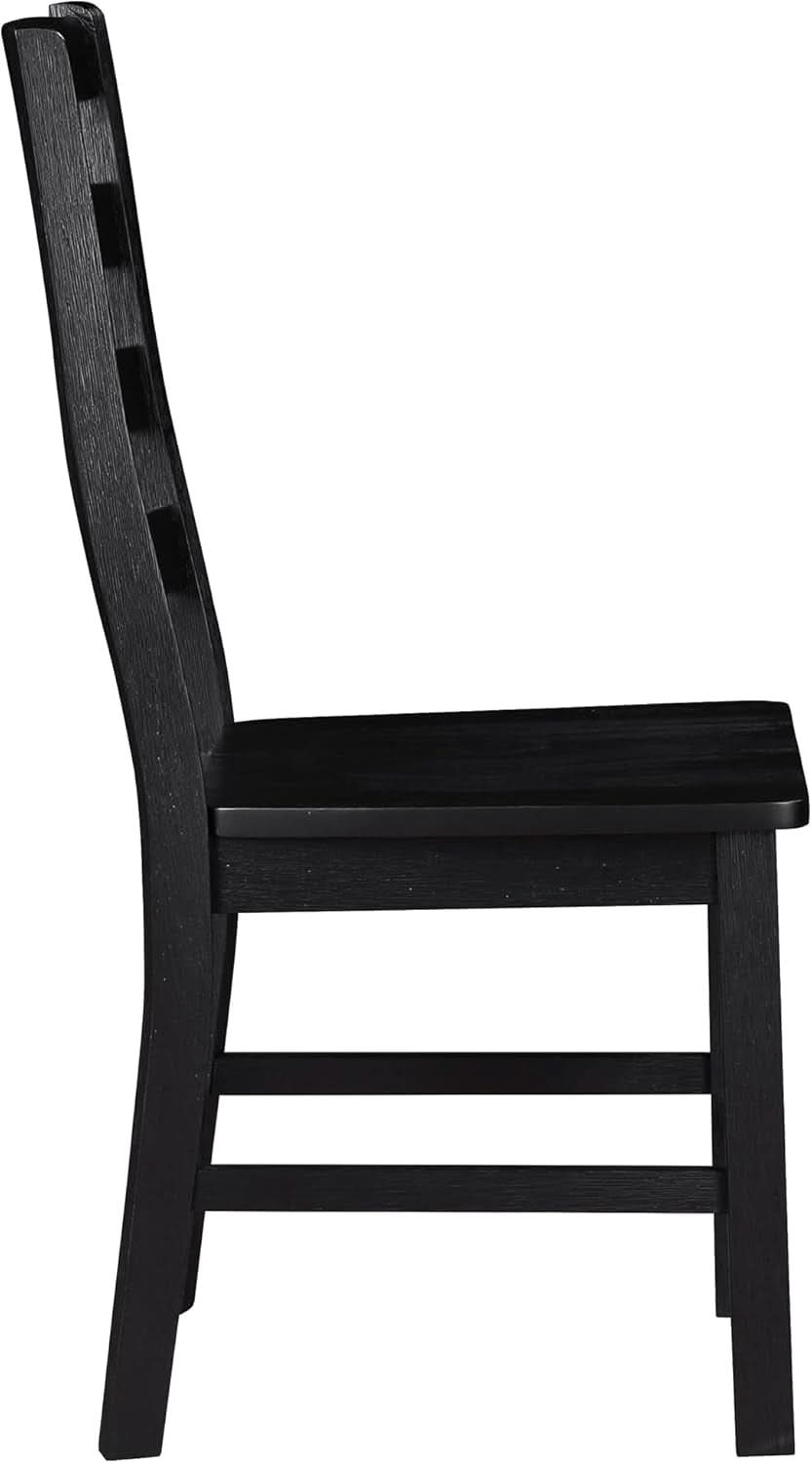 Black Dining Chairs Set Of 2 With Solid Wood Legs And Footrest