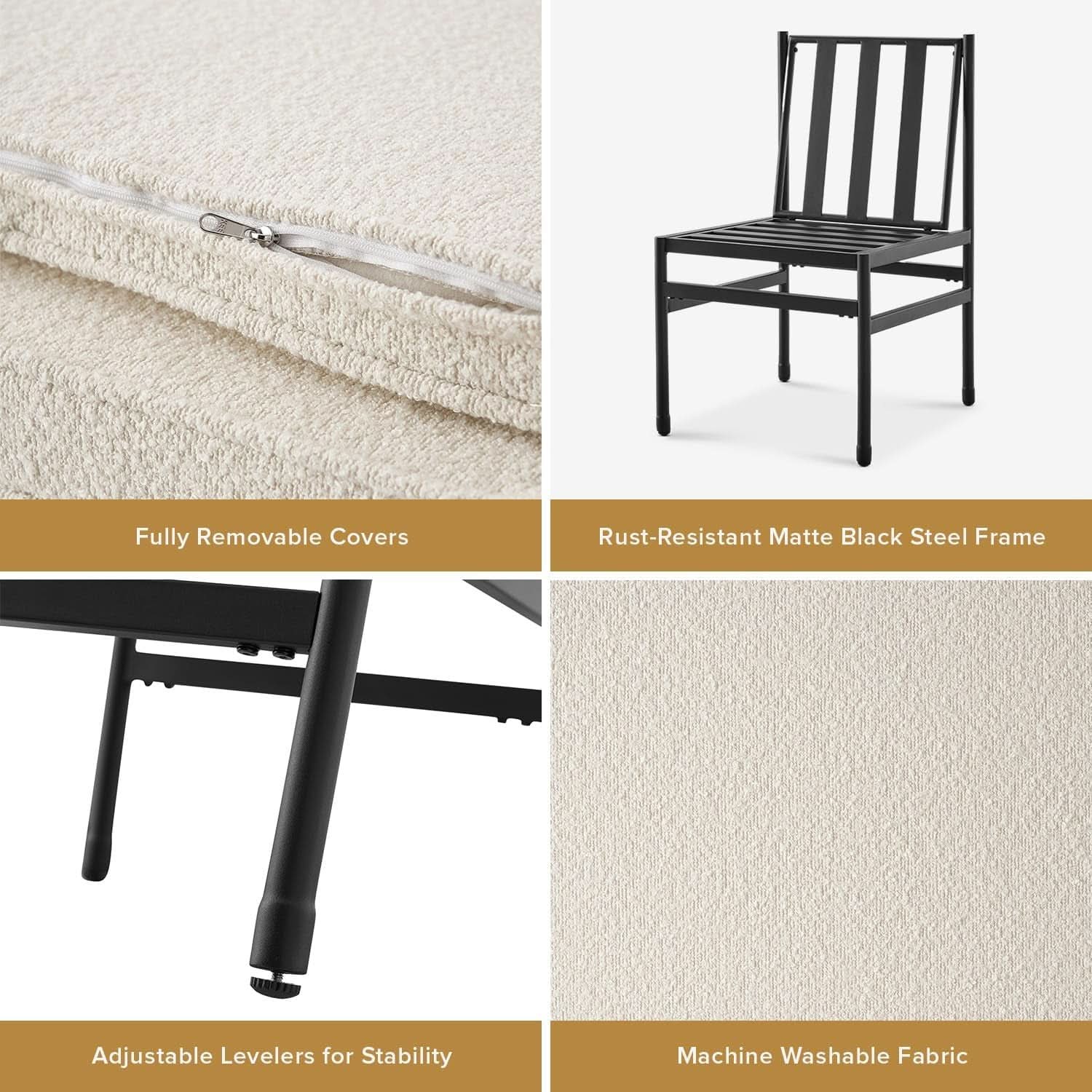 Black Dining Chairs With Removable Cushion Covers Set Of 2