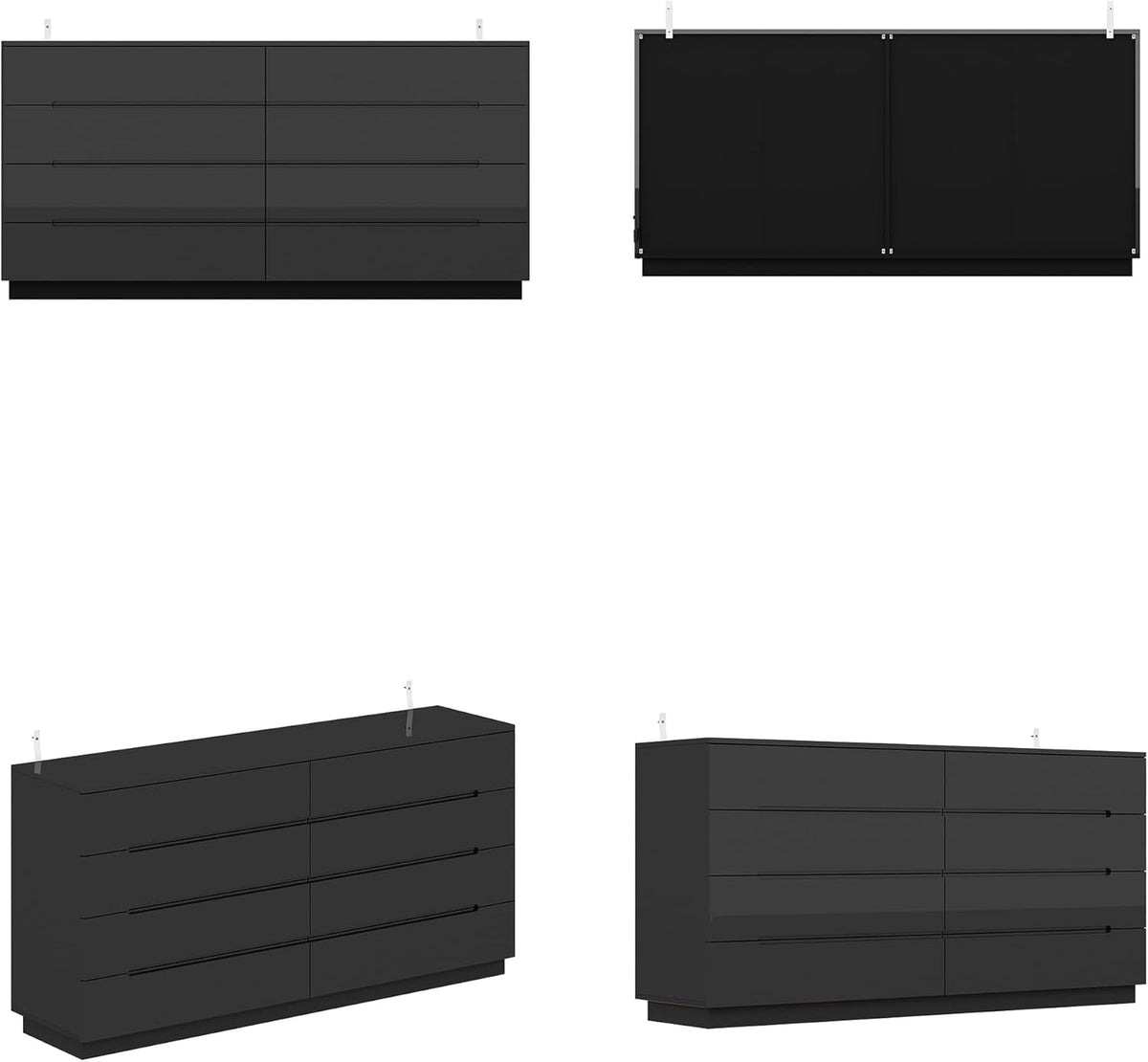 Black Dresser With Led Light 63 Inch 8 Drawer Storage Chest