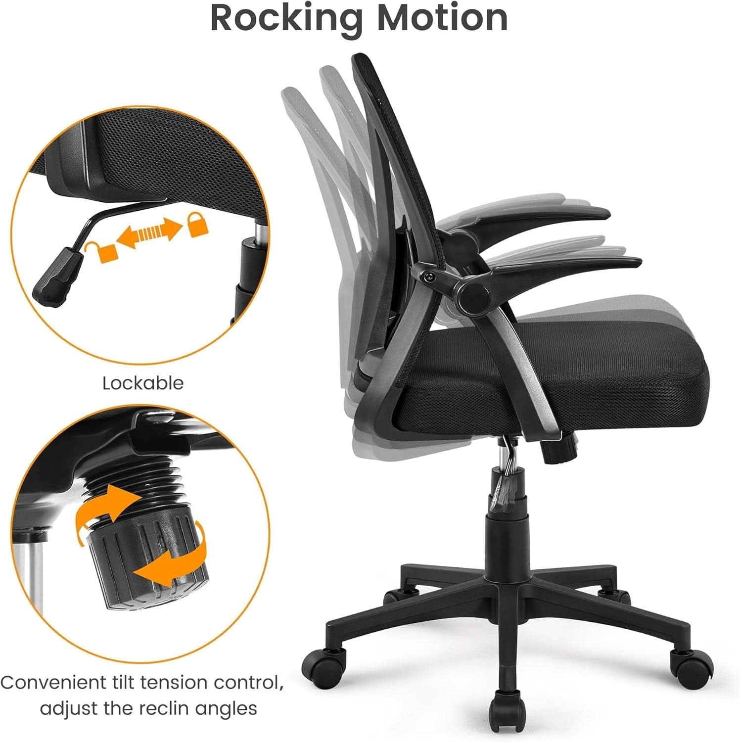 Black Ergonomic Mesh Office Chair With Adjustable Height