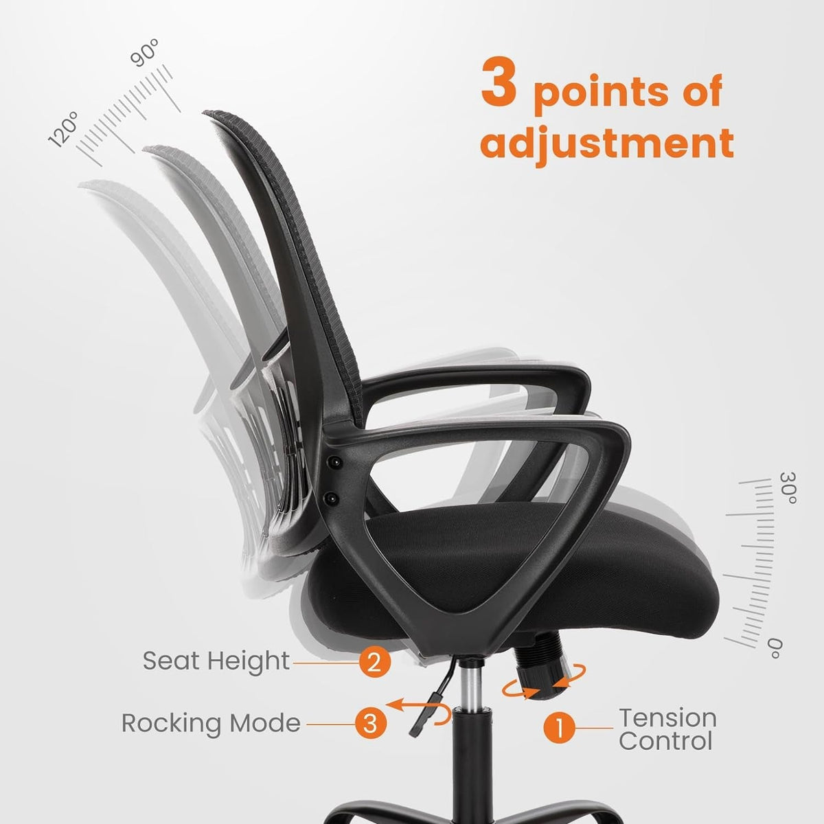 Black Ergonomic Mesh Office Chair With Lumbar Support