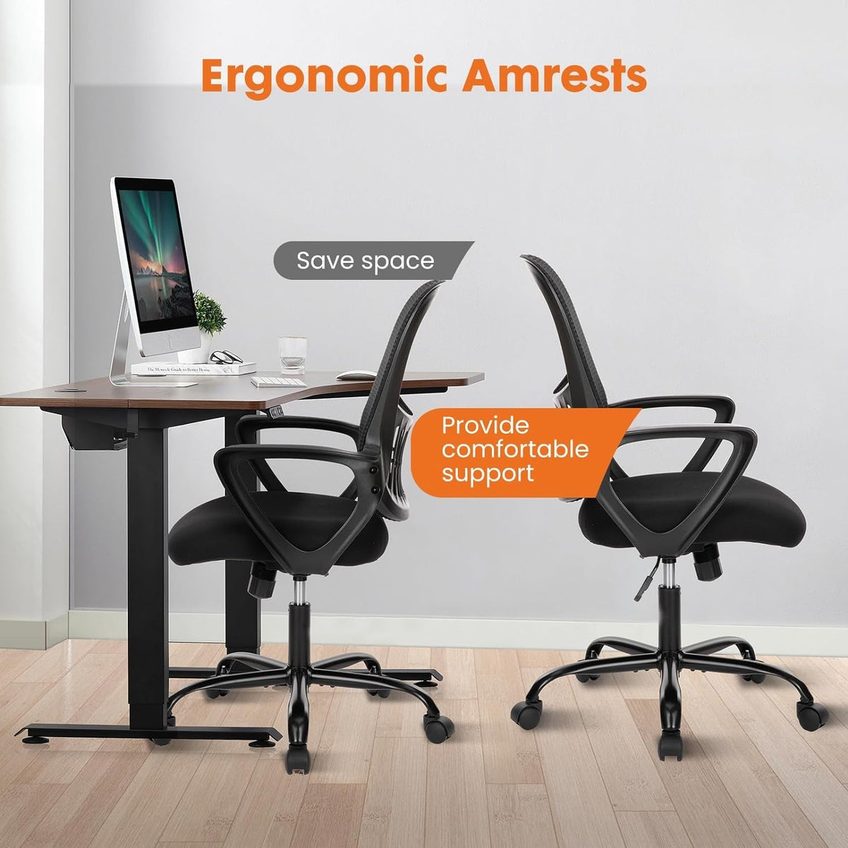 Black Ergonomic Mesh Office Chair With Lumbar Support