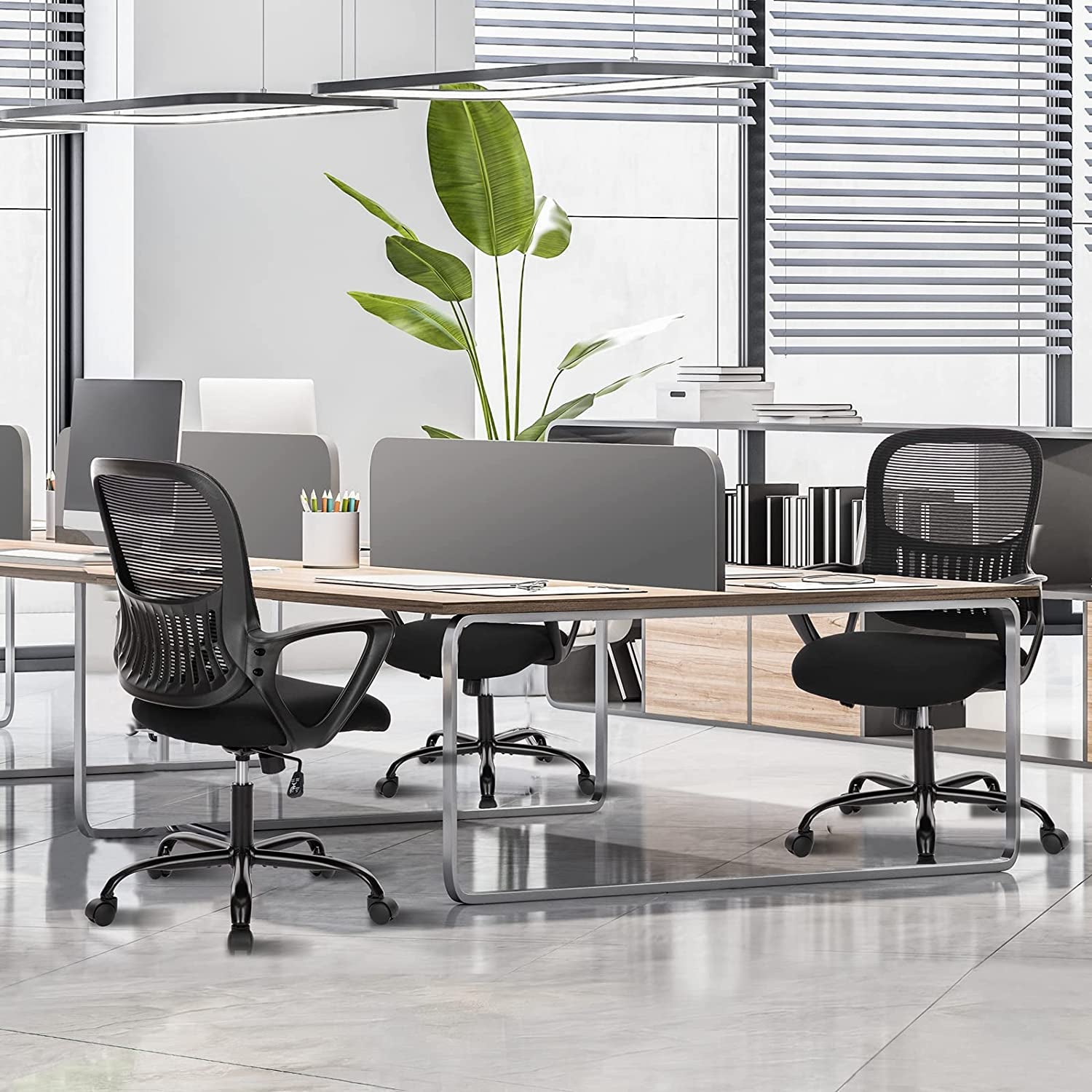Black Ergonomic Mesh Office Chair With Lumbar Support