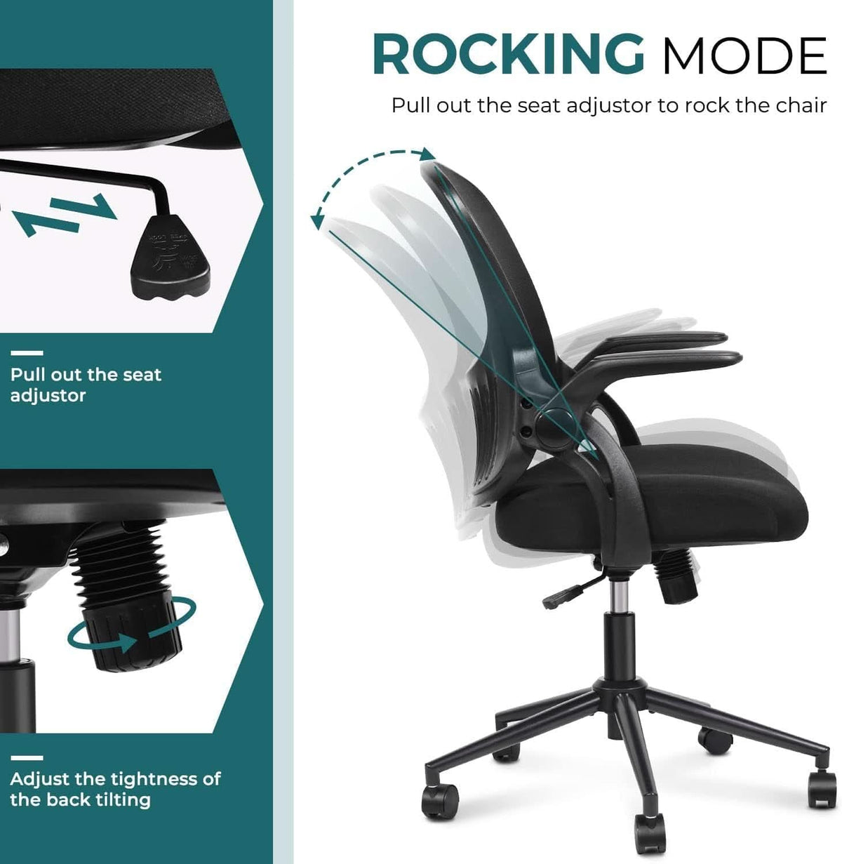 Black Ergonomic Mesh Office Chair With Lumbar Support And Adjustable Arms