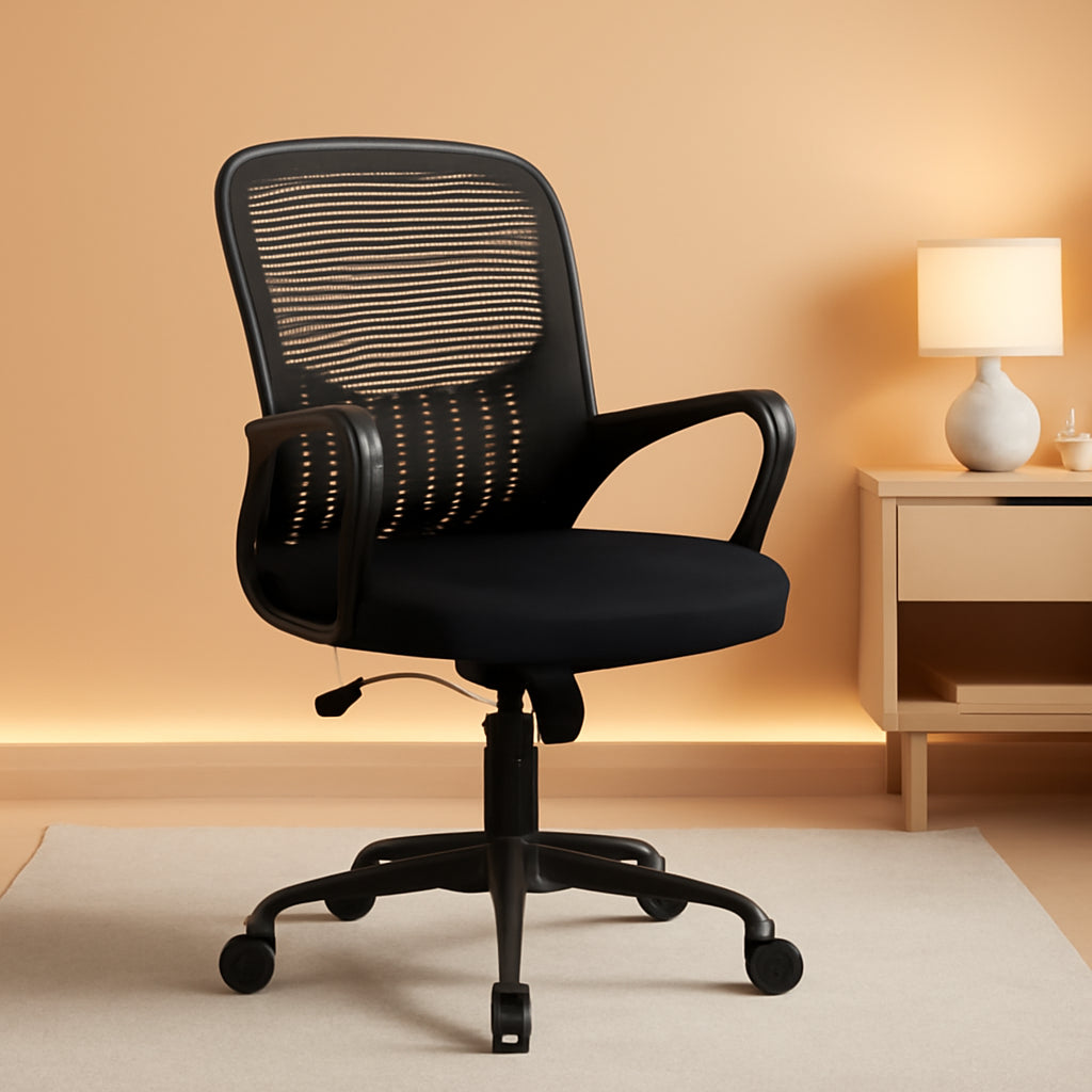 Black Ergonomic Mesh Office Chair With Lumbar Support