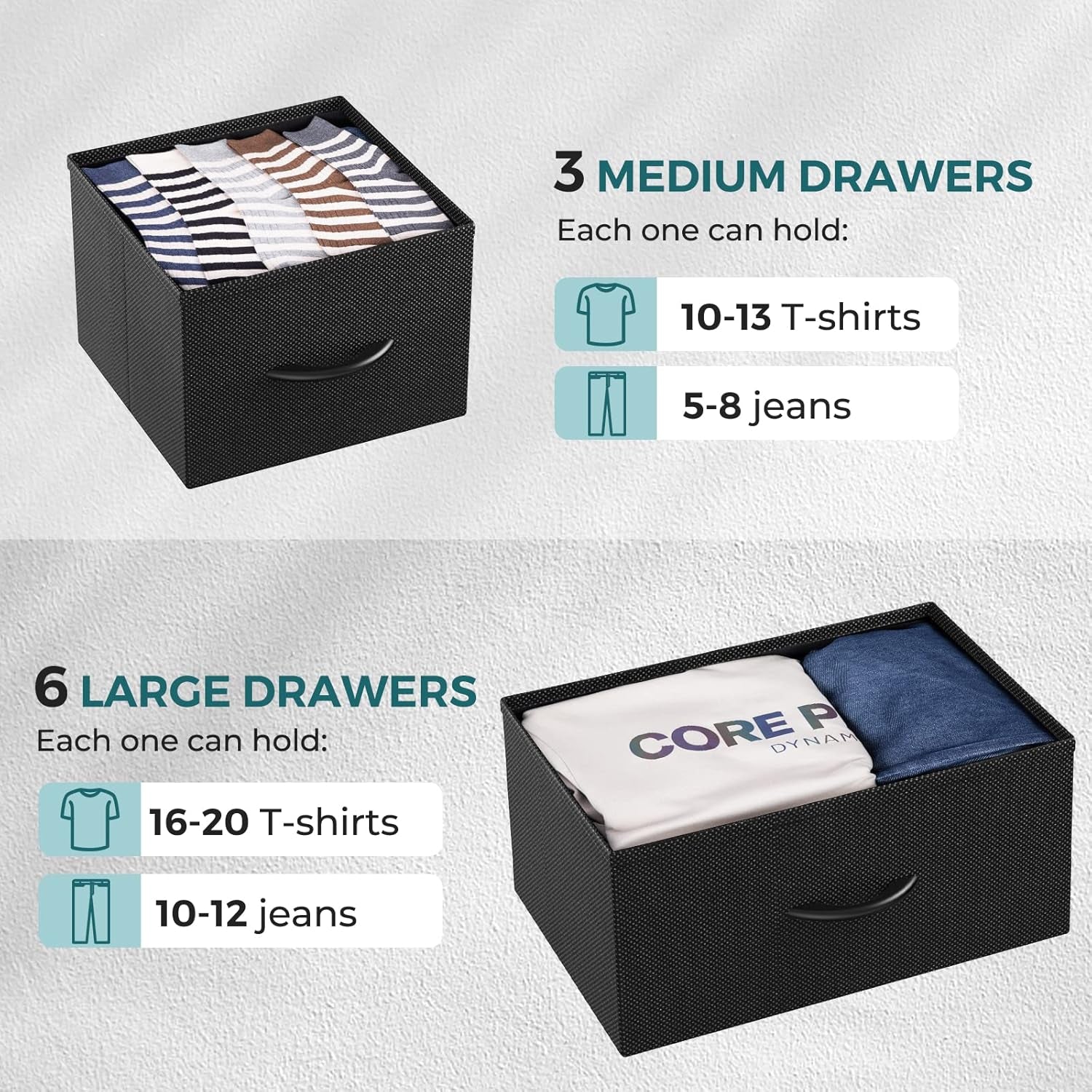Black Fabric Dresser With Nine Drawers For Nursery