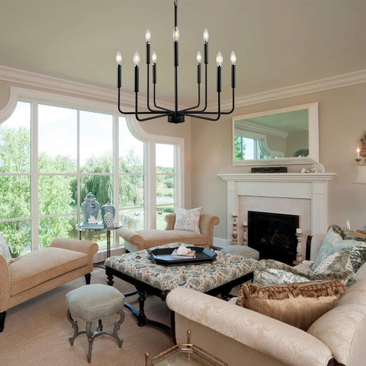 Black Farmhouse Chandelier 9 Light Dining Room Rustic