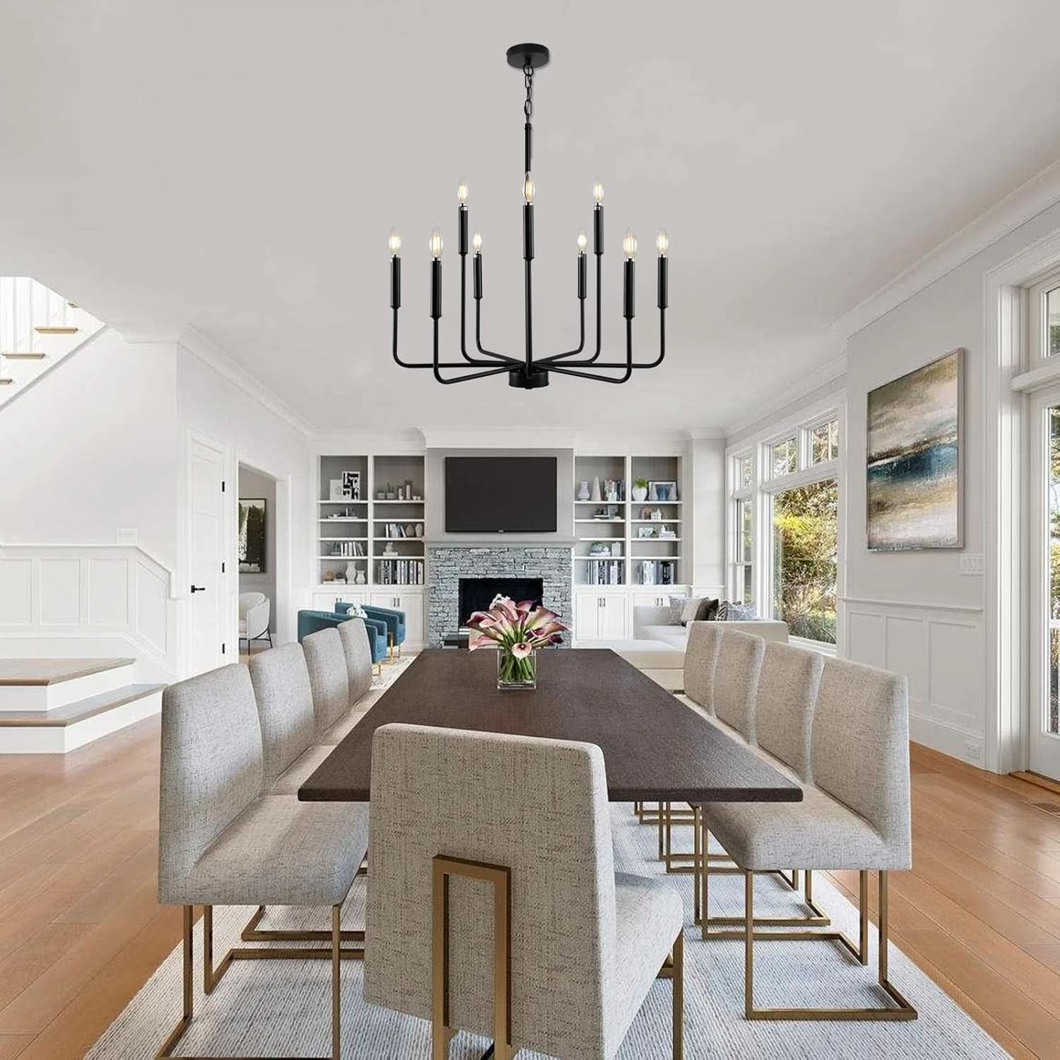 Black Farmhouse Chandelier 9 Light Dining Room Rustic