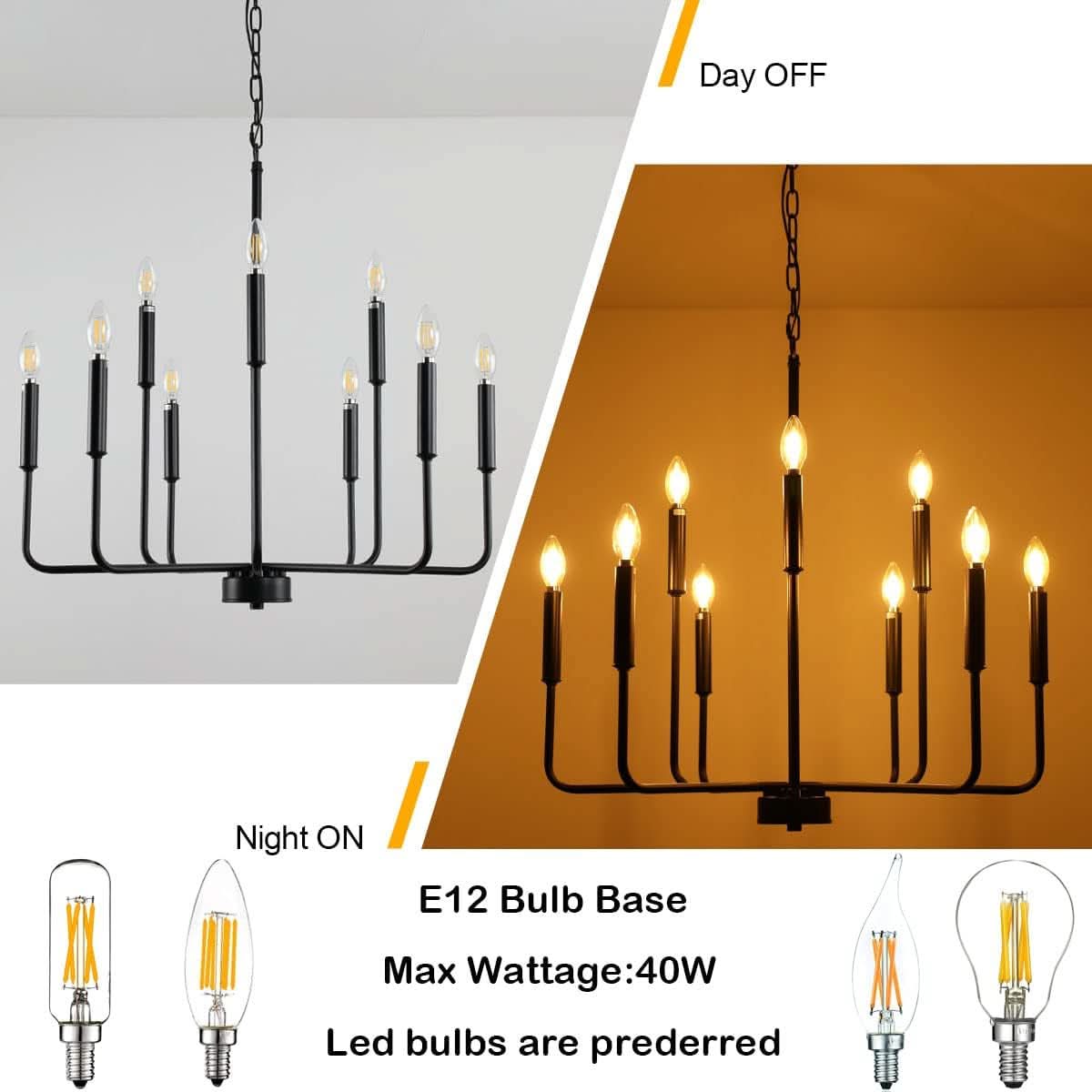Black Farmhouse Chandelier 9 Light Dining Room Rustic