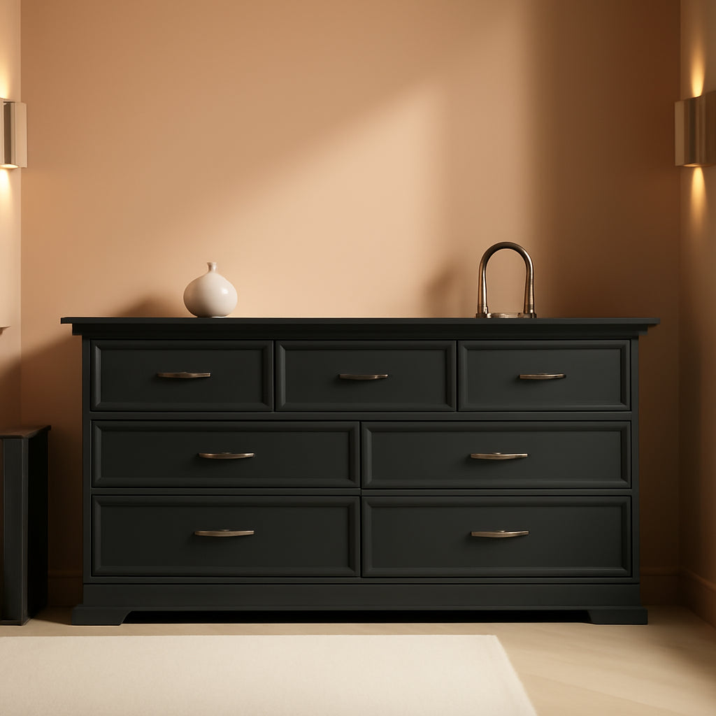 Black Farmhouse Dresser 57 Inch Wide With Deep Drawers