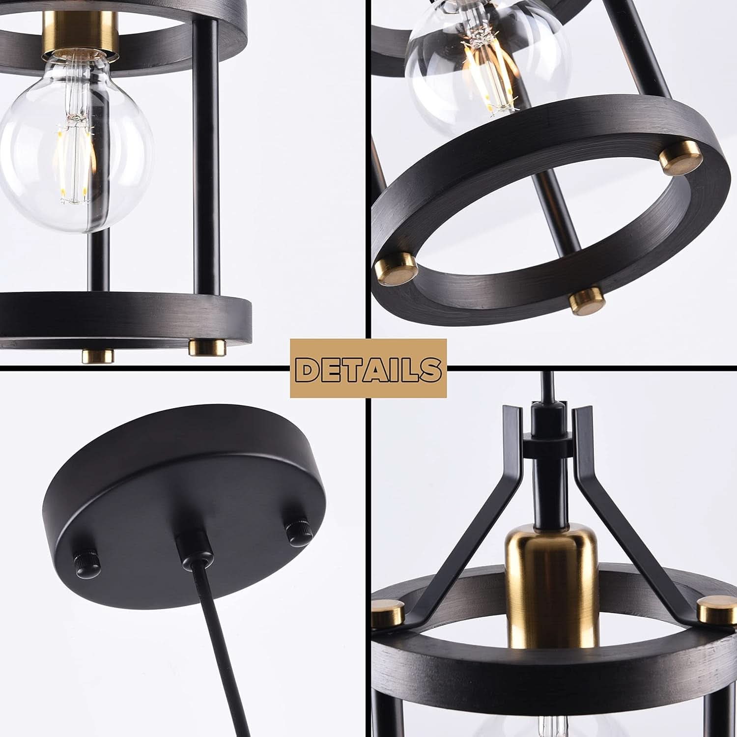Black Farmhouse Pendant Lights With Adjustable Cords