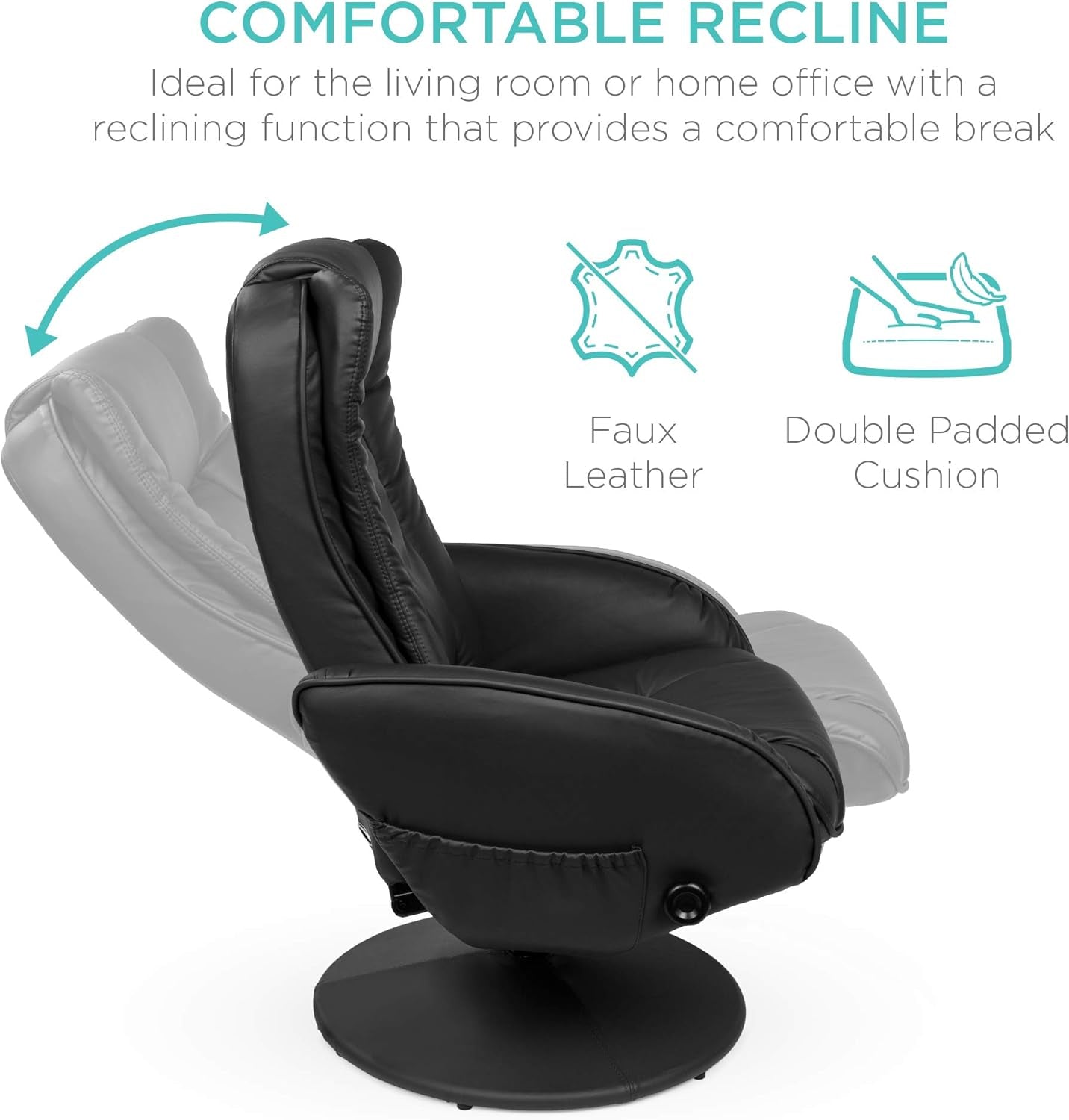 Black Faux Leather Massage Recliner With Ottoman And Remote