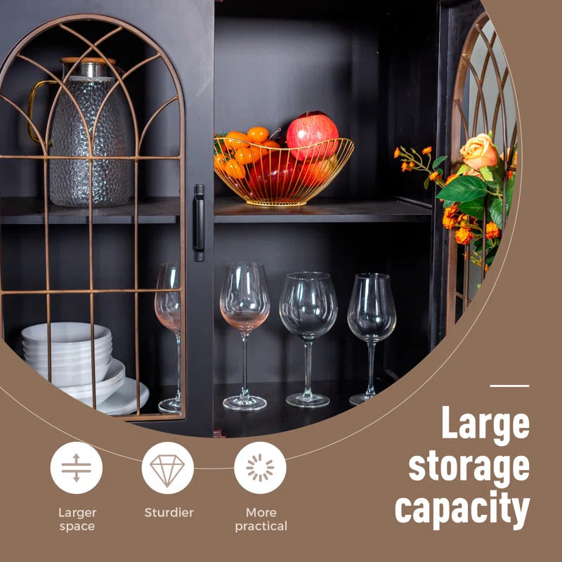 Black Finish Antique Inspired Accent Chest With Two Shelves