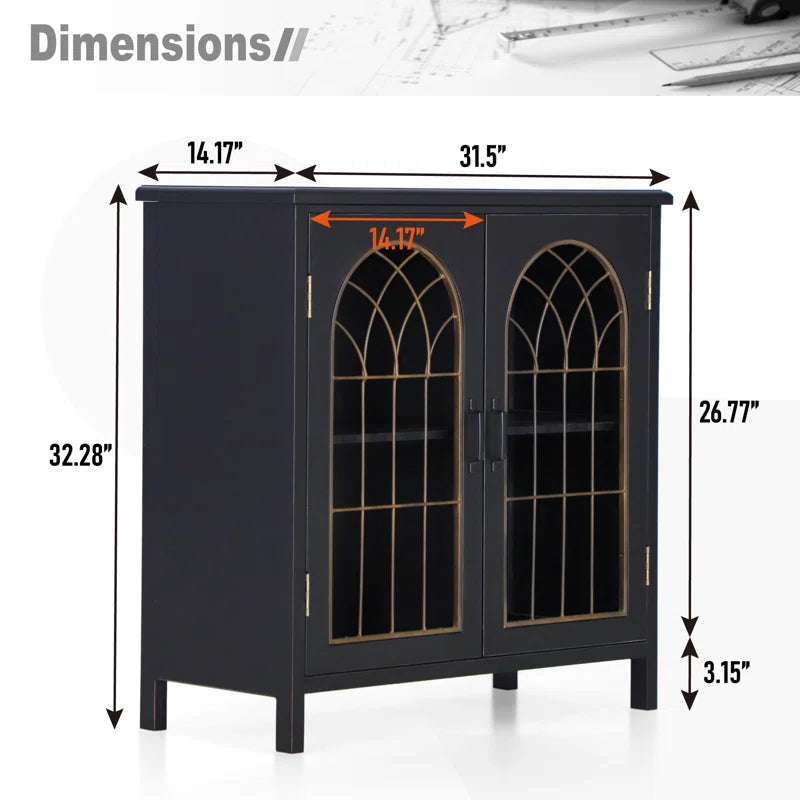Black Finish Antique Inspired Accent Chest With Two Shelves