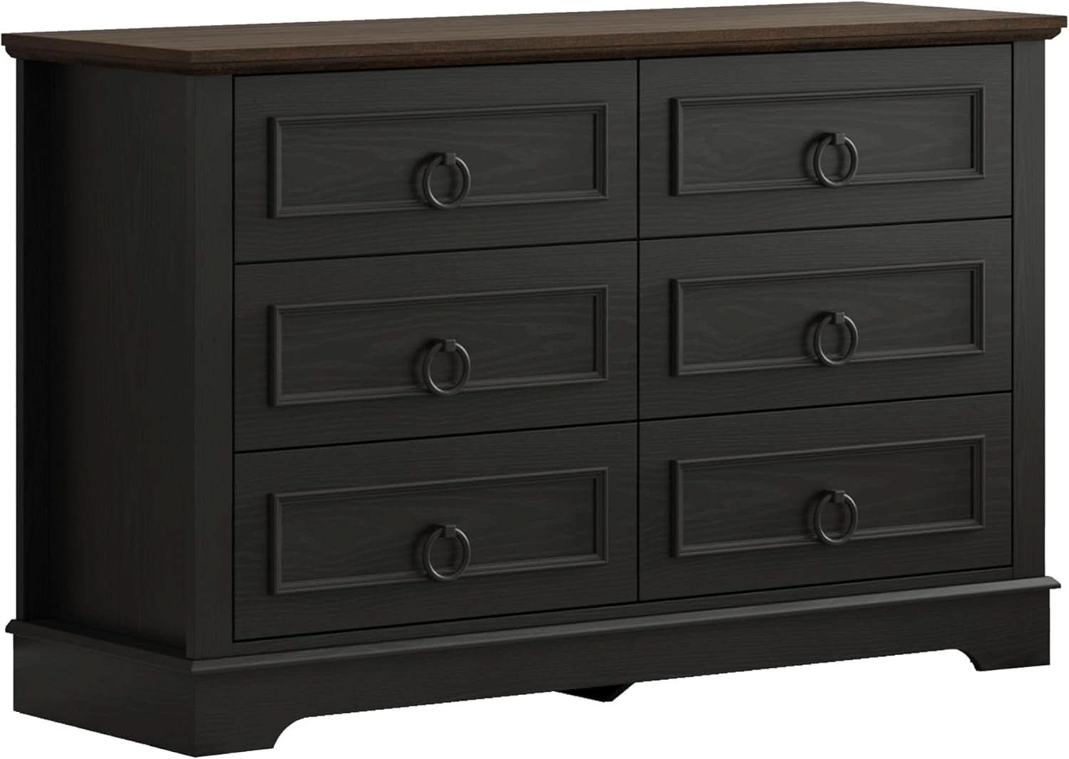 Black FortySevenPointTwoInch Wide Six Drawer Dresser