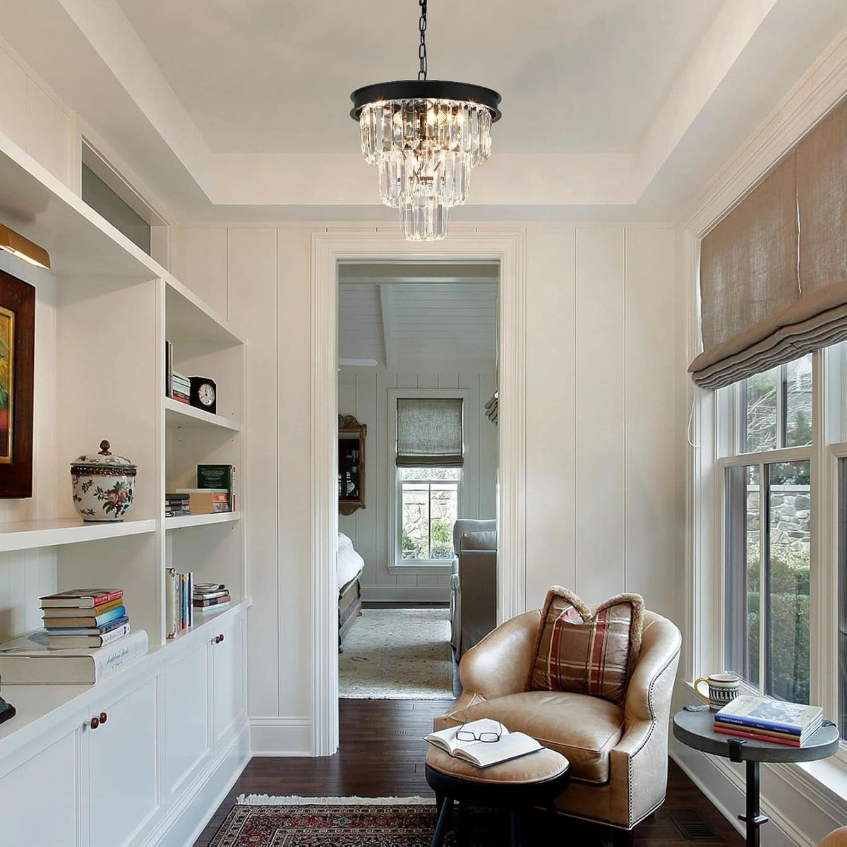 Black Four Light Crystal Chandelier Dining Pendant