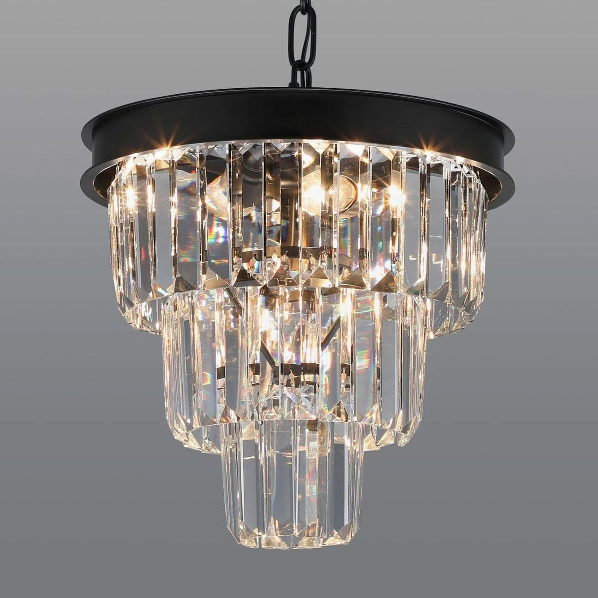 Black Four Light Crystal Chandelier Dining Pendant