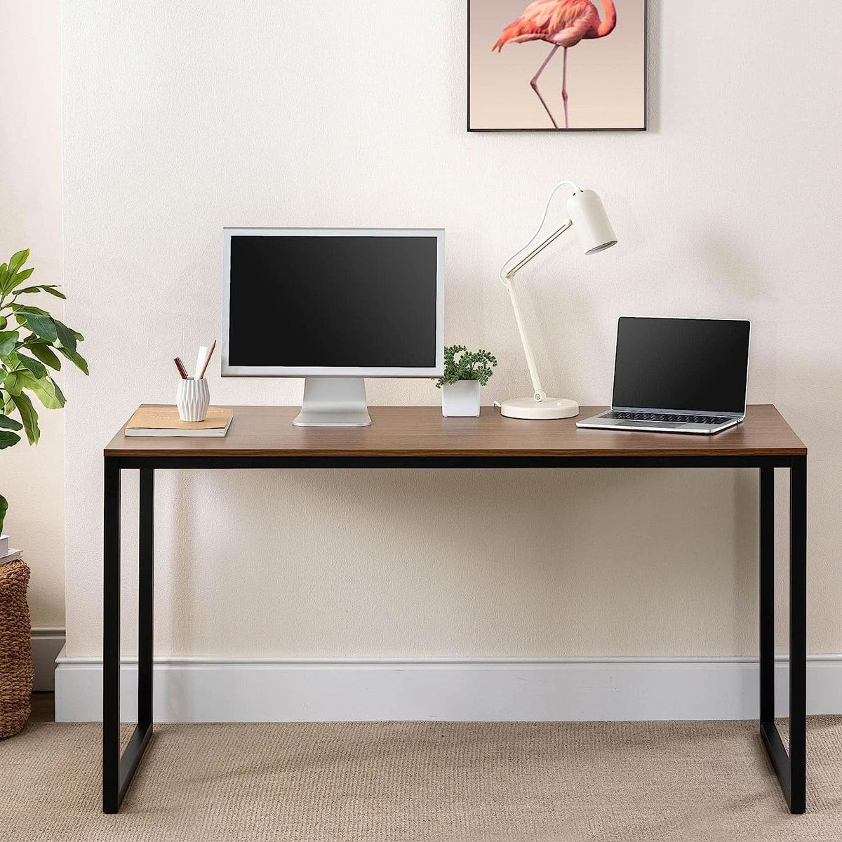 Black Frame Office Desk With Easy Assembly And Sturdy Build