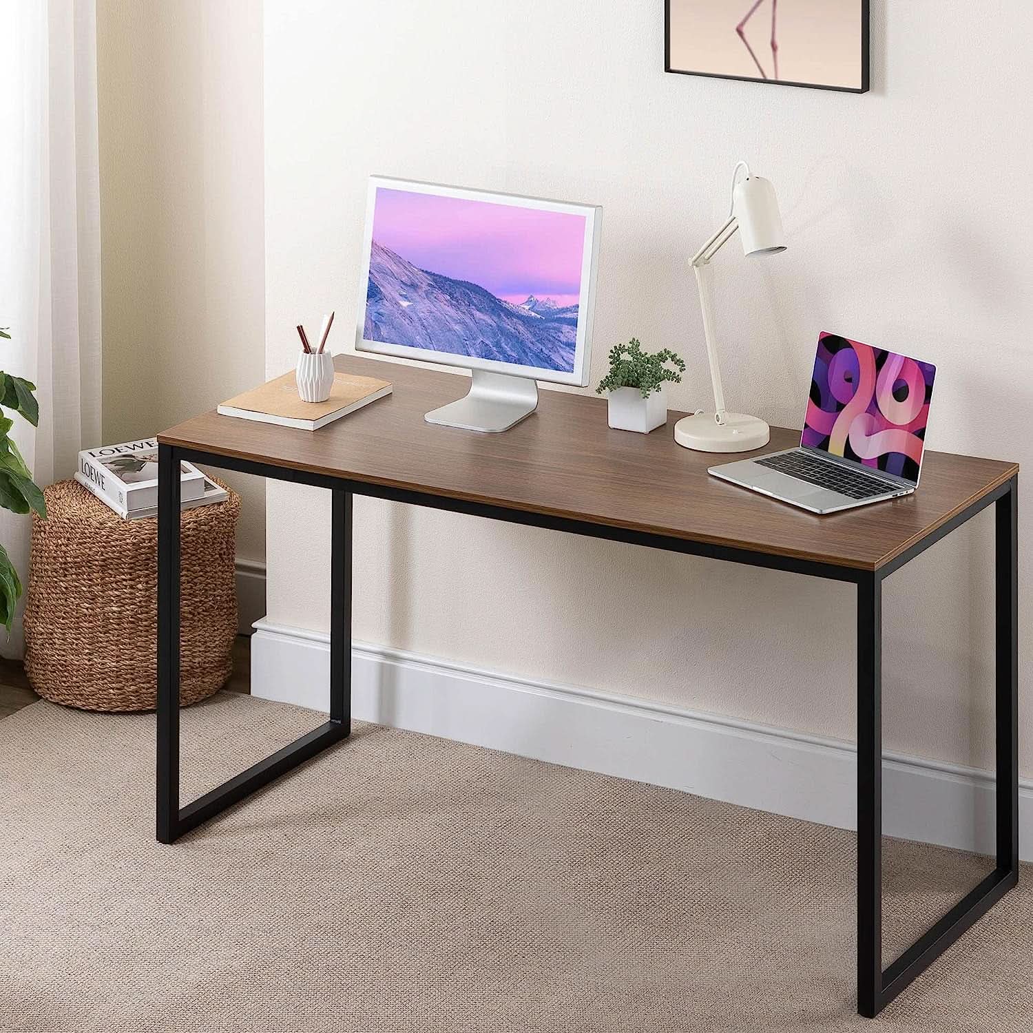 Black Frame Office Desk With Easy Assembly And Sturdy Build