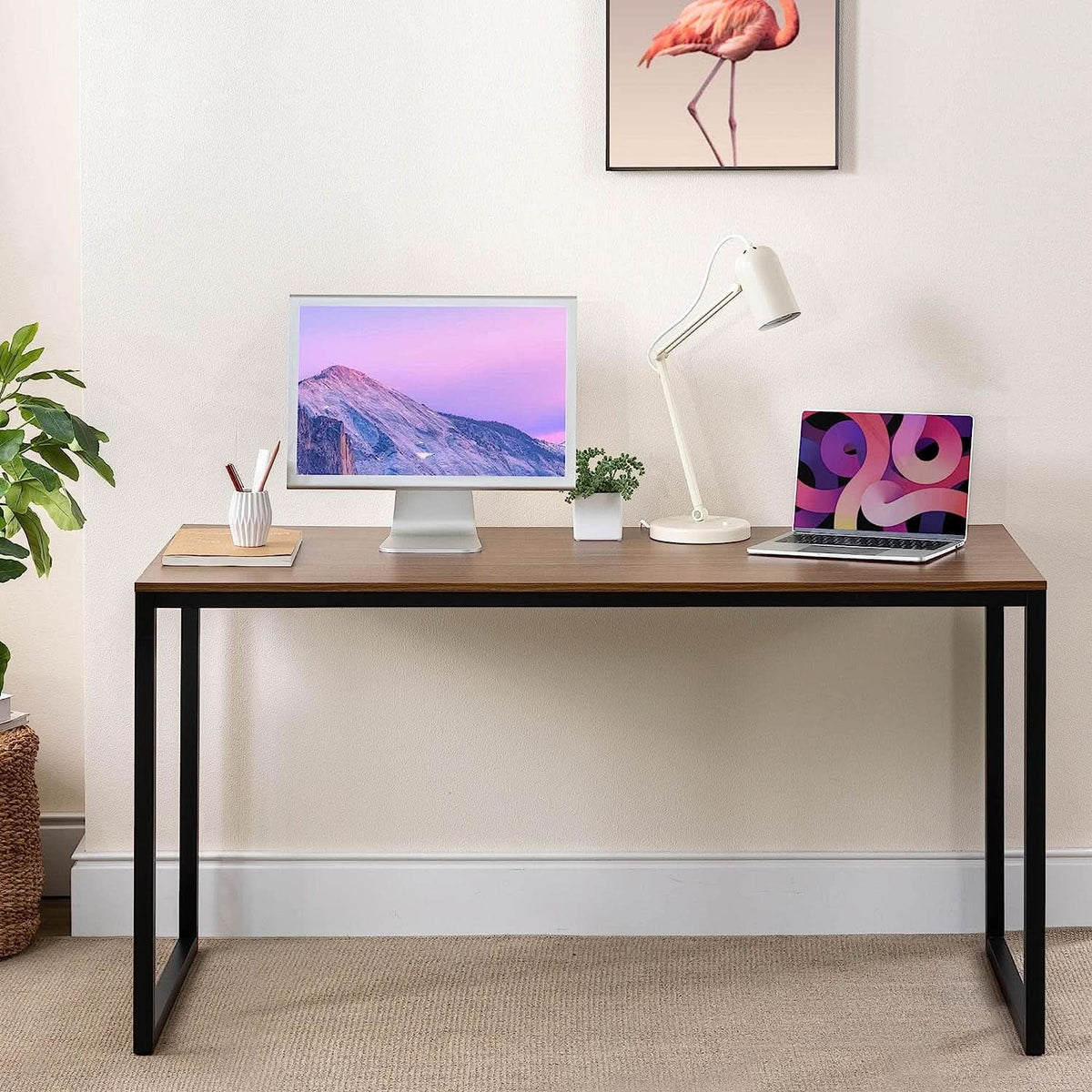 Black Frame Office Desk With Easy Assembly And Sturdy Build