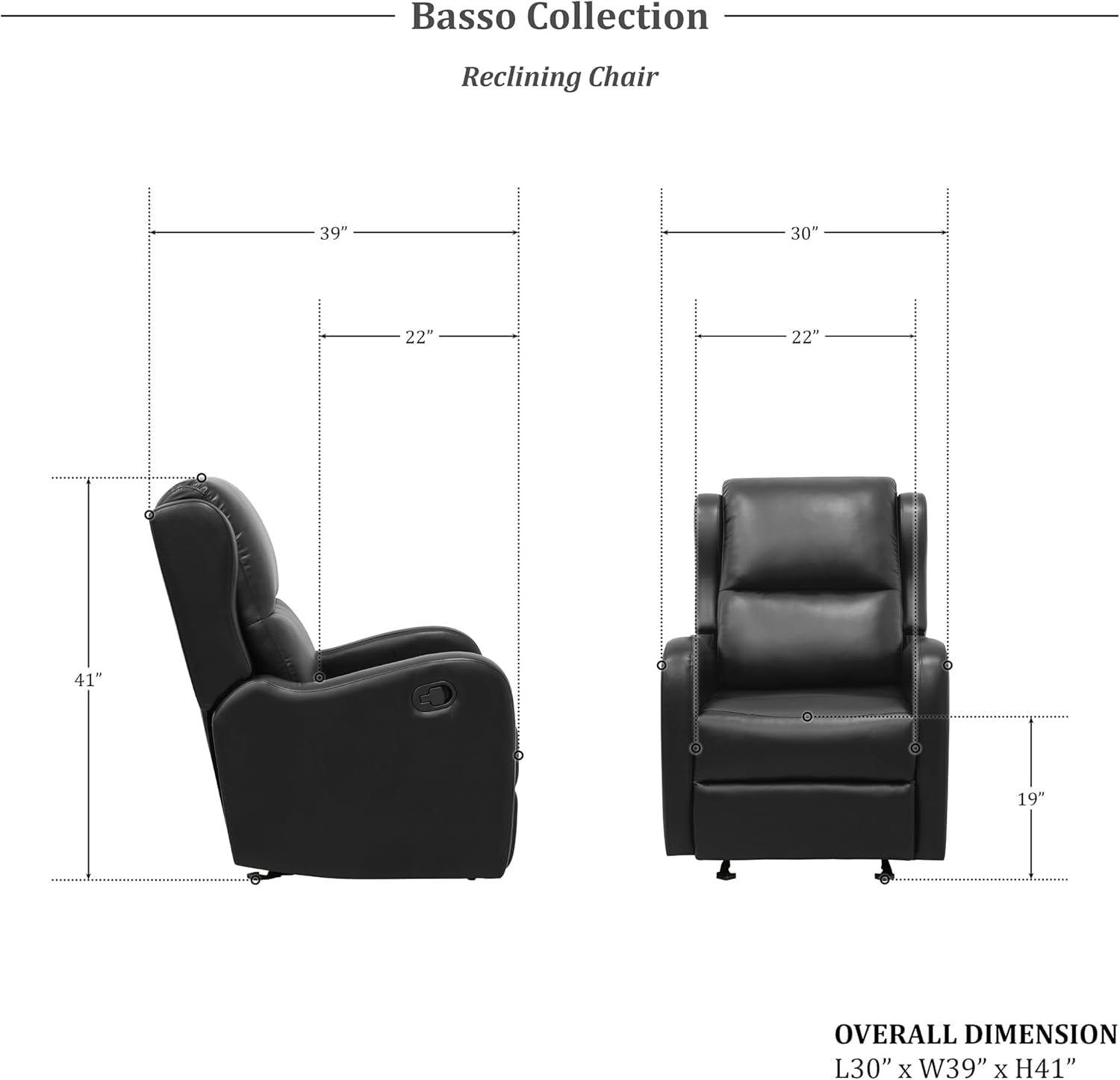 Black Glider Recliner Chair For Living Room Home Theater