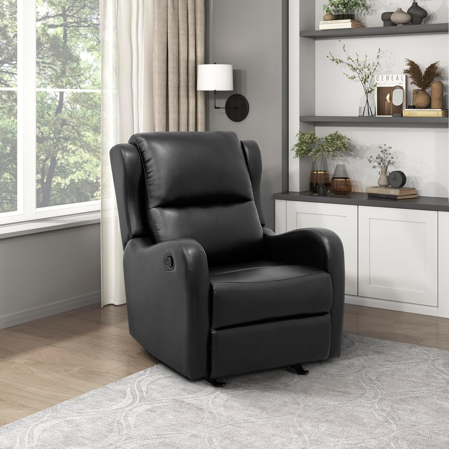 Black Glider Recliner Chair For Living Room Home Theater