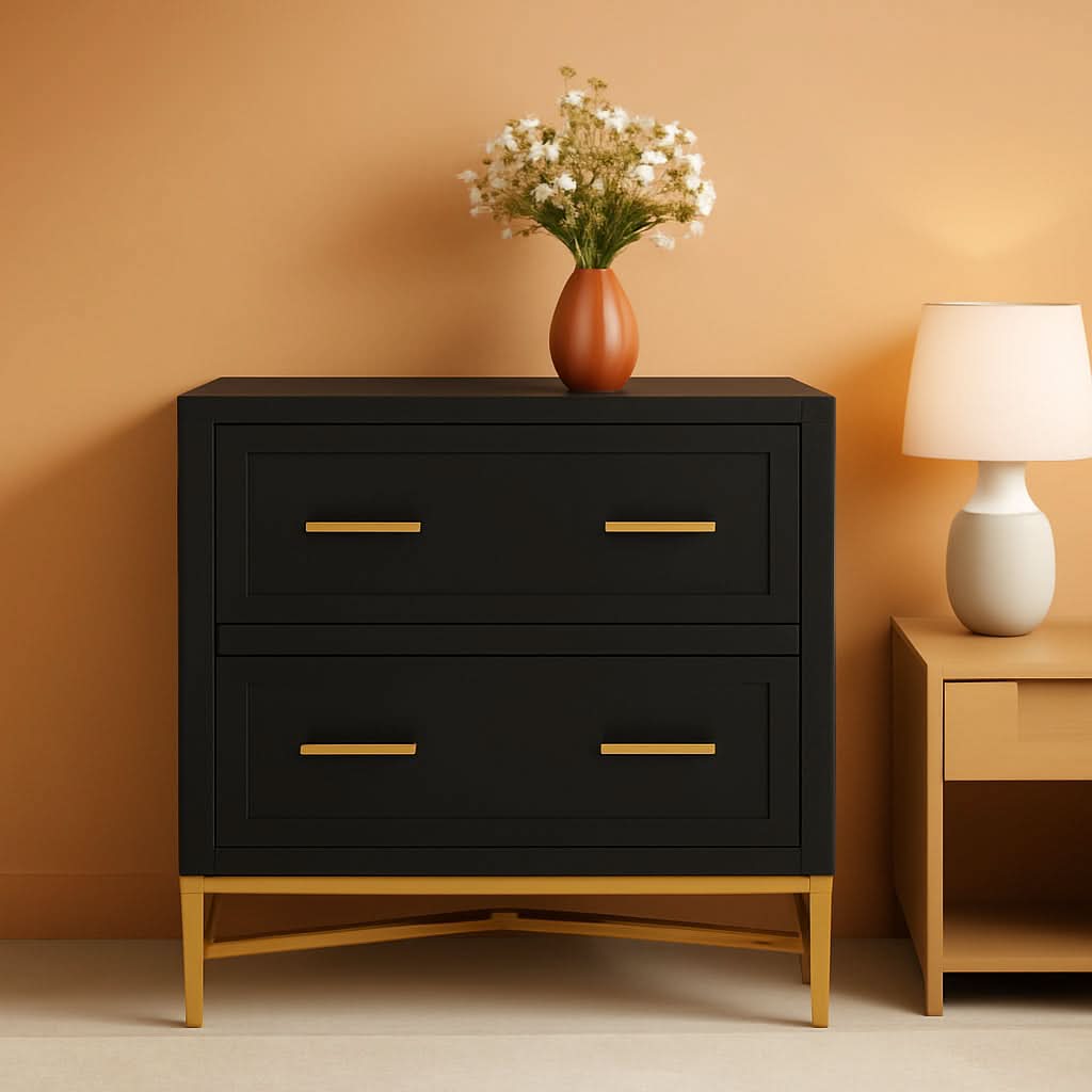 Gold Filing Case Black Gold 2 Drawer Lateral File Cabinet For Home Office