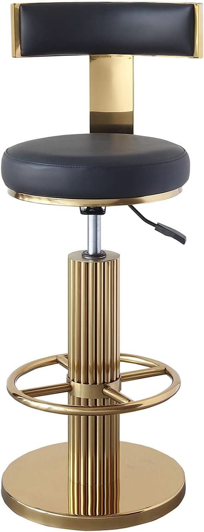 Black Gold Swivel Bar Stool With Backrest And Adjustable