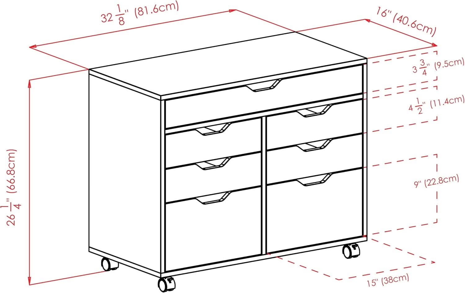 Black Halifax Two Door Storage Cabinet With Four Drawers