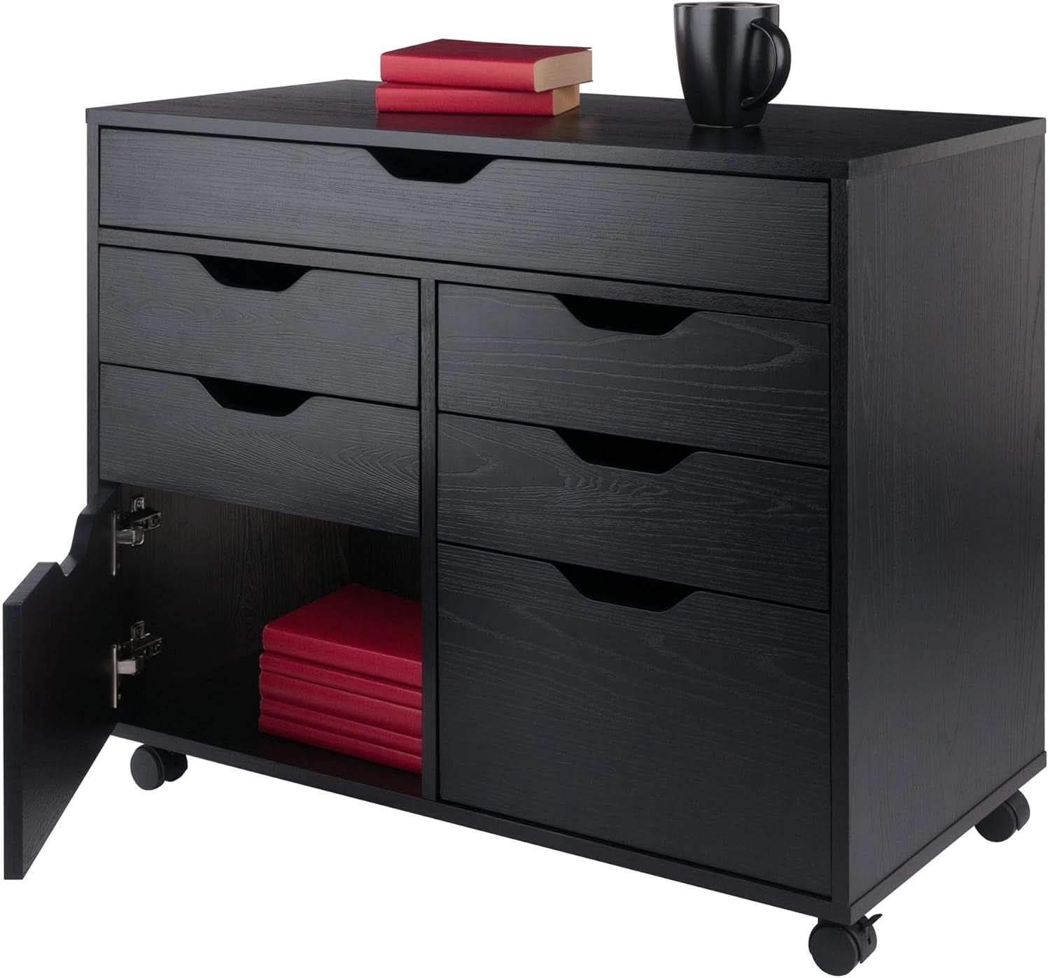 Black Halifax Two Door Storage Cabinet With Four Drawers