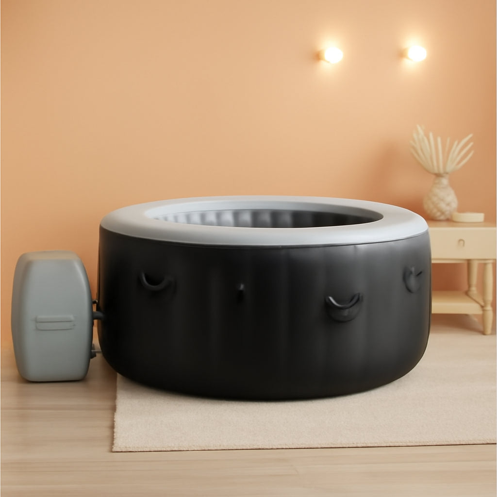 Black Inflatable Hot Tub With 60 Jets For Outdoors