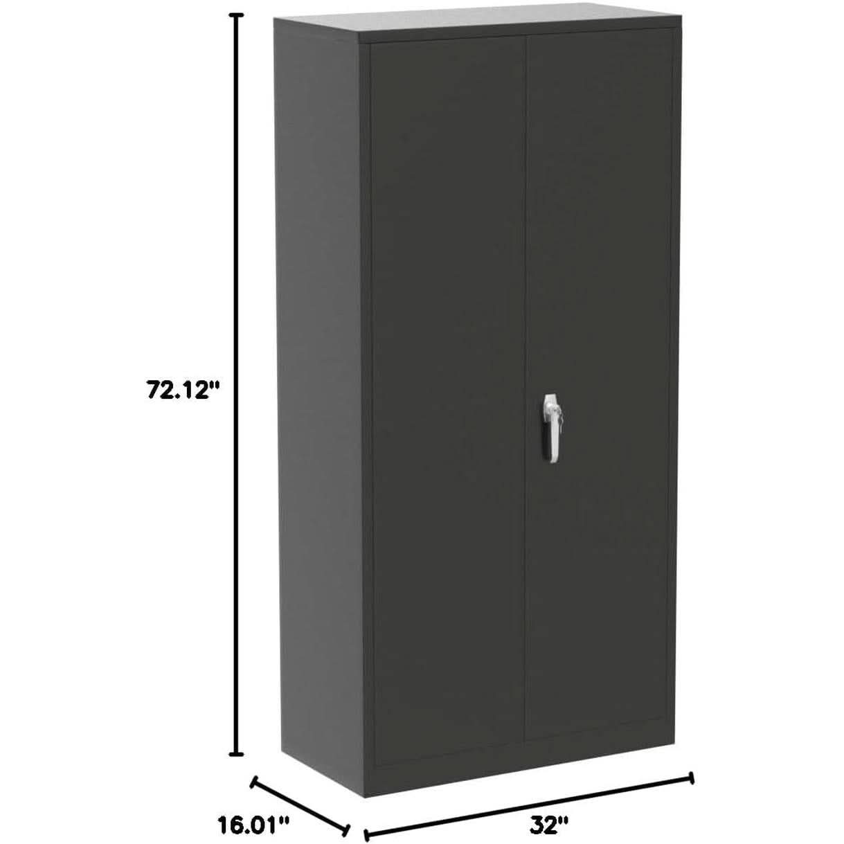 Black Locking Storage Cabinet With Shelves Heavy Duty
