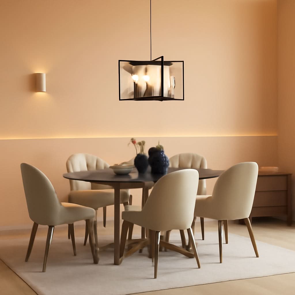 Black Metal Chandelier For Dining Room 6 Light Modern