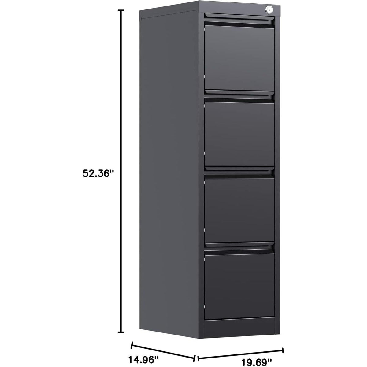 Black Metal Filing Cabinet With Locking Drawers For Office