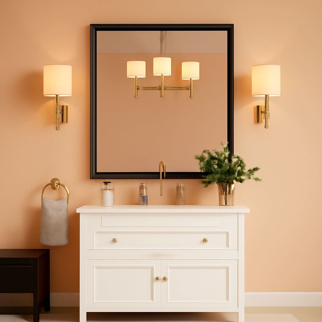 Black Metal Framed Bathroom Mirror 36x36 Inch Wall Mounted
