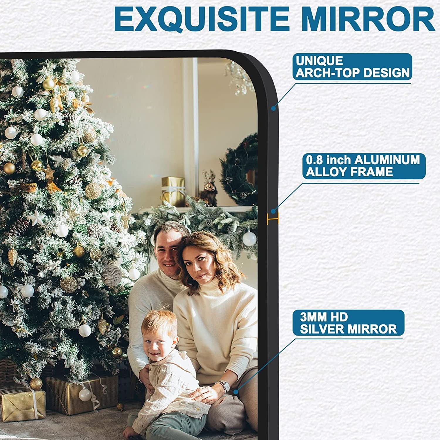 Black Metal Framed Bathroom Wall Mirror With Thin Frame