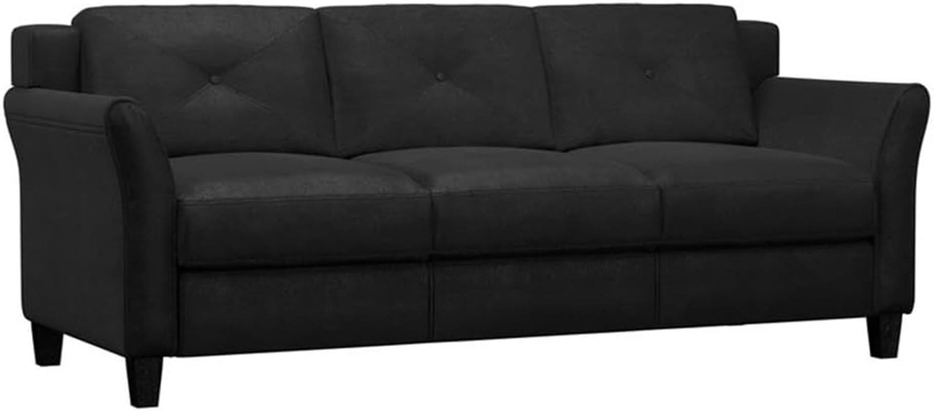 Black Microfiber Modern Sofa Set 3 Piece Chair Loveseat