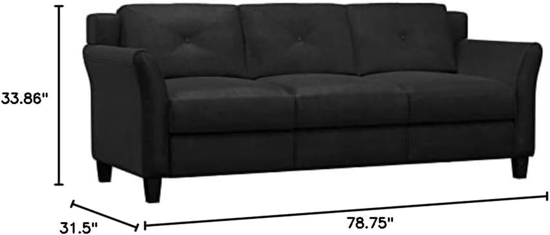 Black Microfiber Modern Sofa Set 3 Piece Chair Loveseat