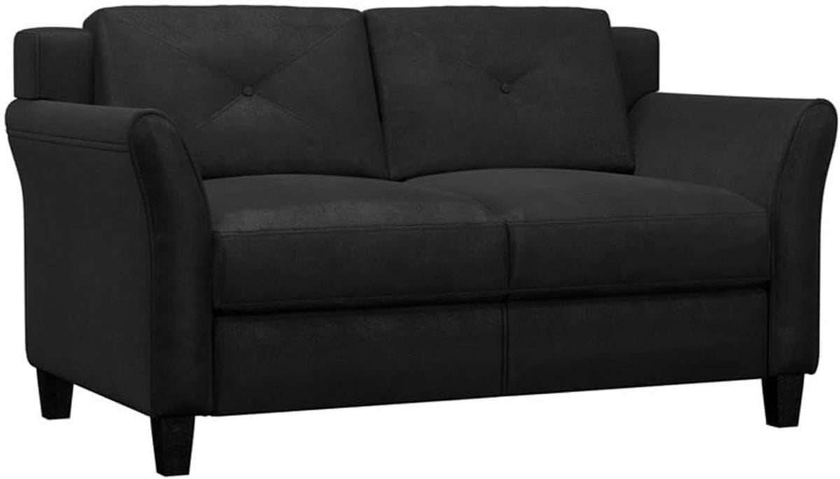 Black Microfiber Modern Sofa Set 3 Piece Chair Loveseat