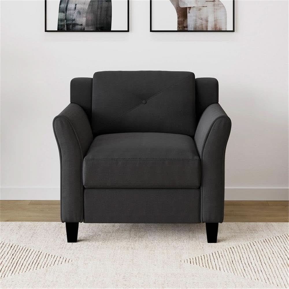Black Microfiber Modern Sofa Set 3 Piece Chair Loveseat