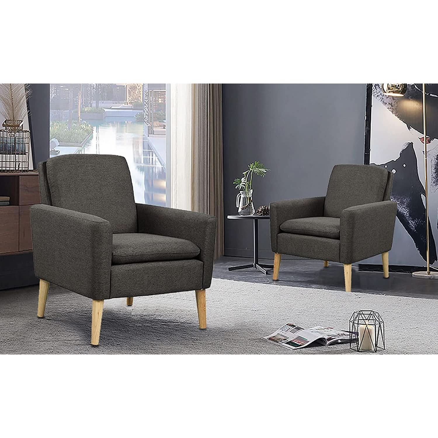 Black Modern Accent Armchair With Ergonomic Deep Seat For Living Room