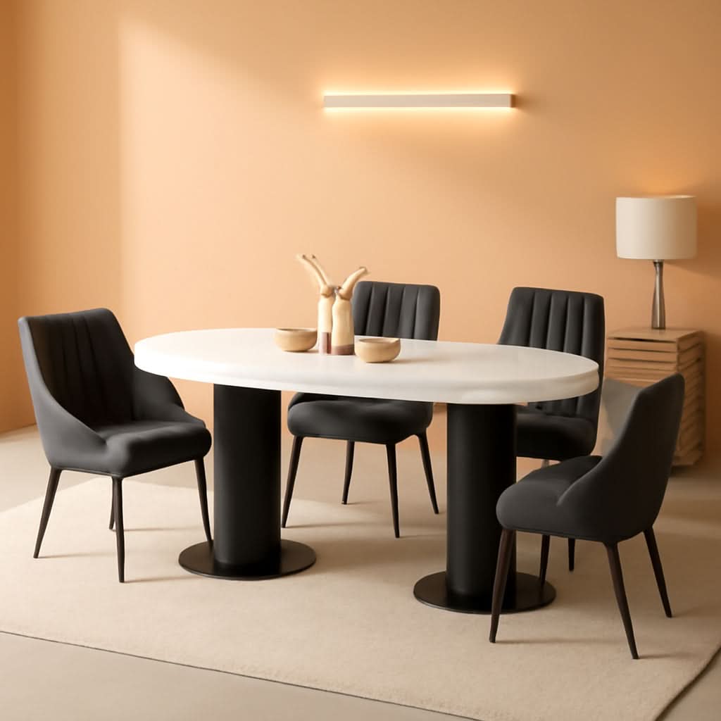 Black Modern Dining Chairs Set Of 4 With Thick Cushions