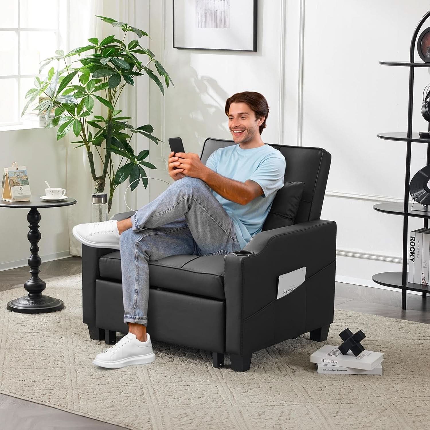 Black Multifunctional Sleeper Chair Sofa Bed Usb Ports