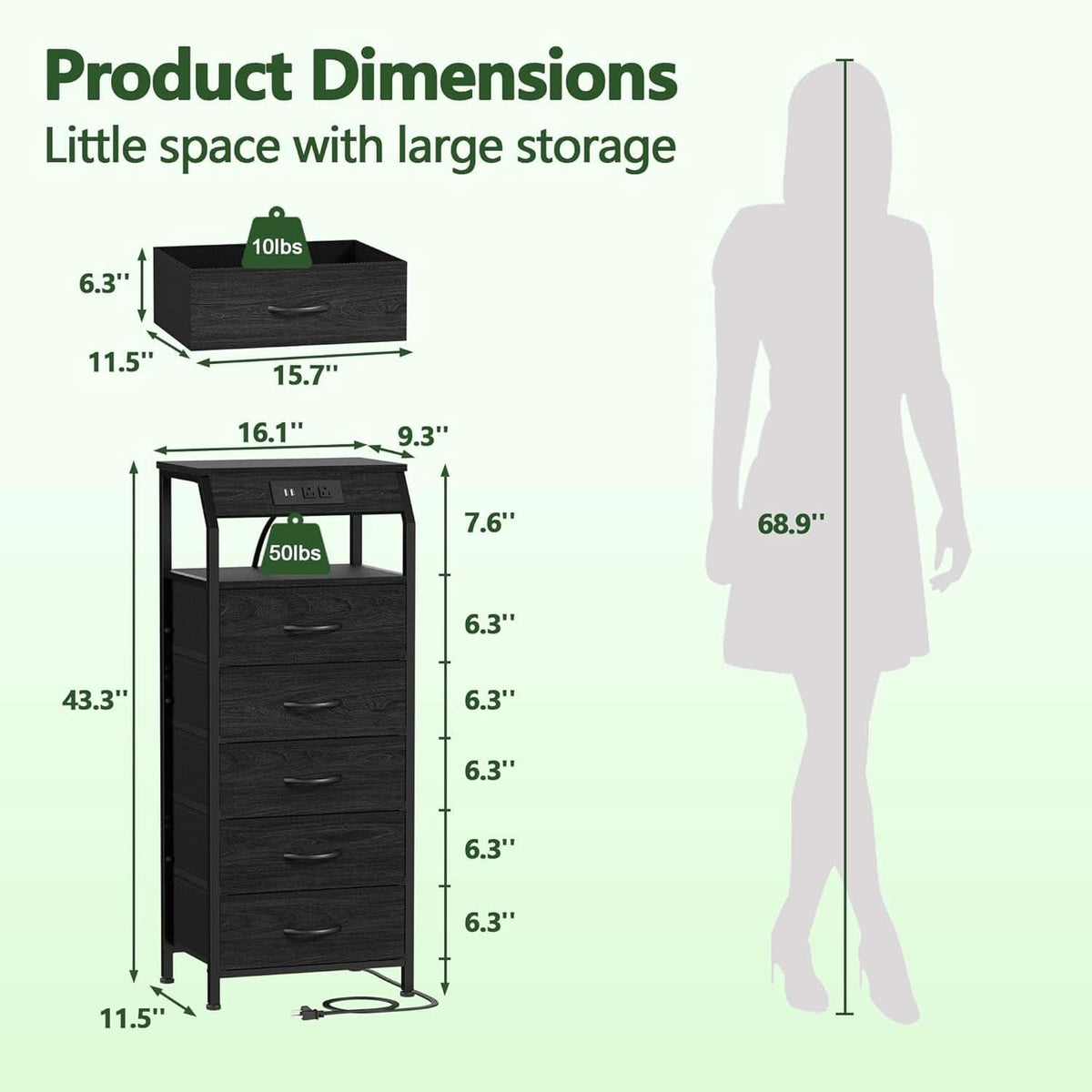 Black Oak Dresser With Integrated Charging Station