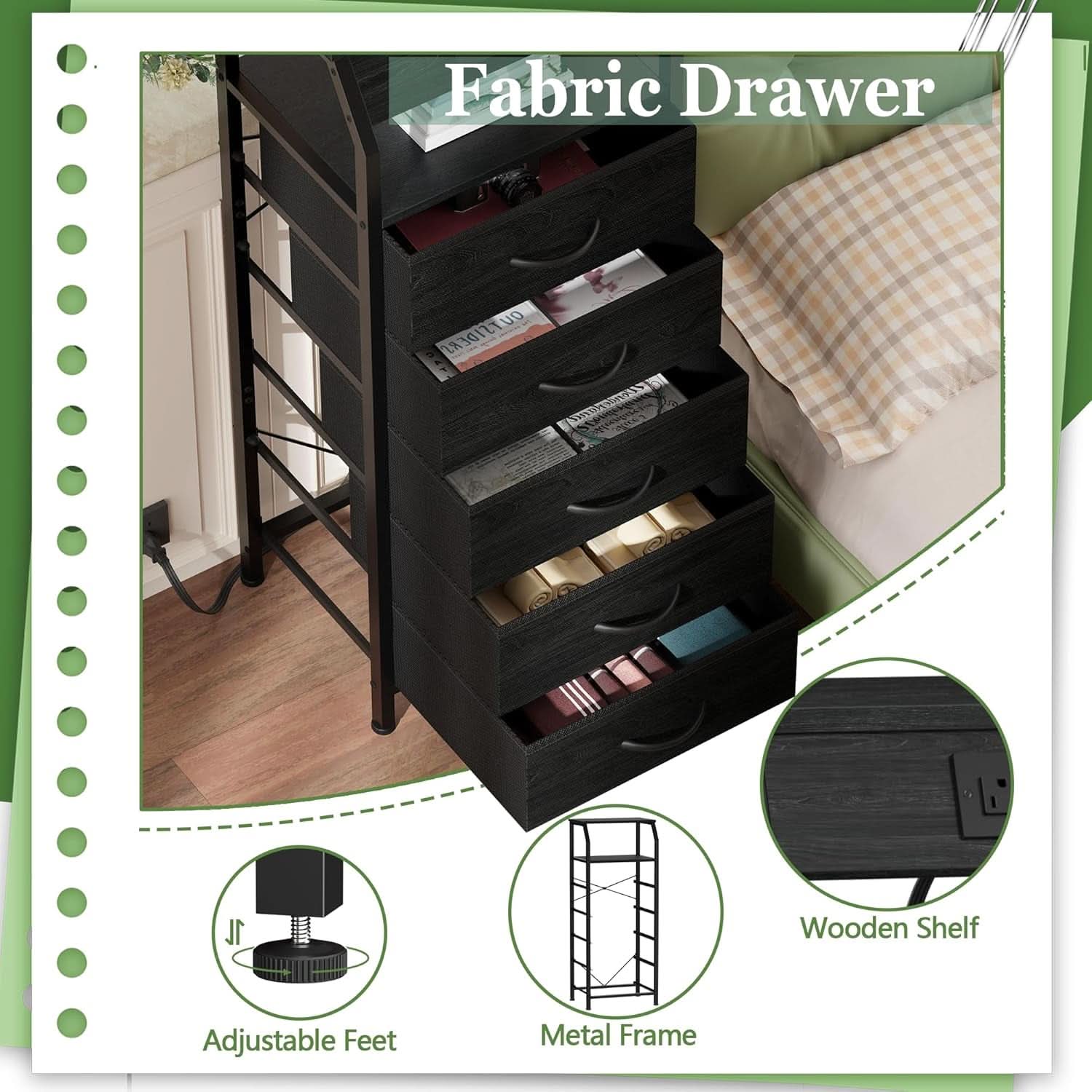 Black Oak Dresser With Integrated Charging Station