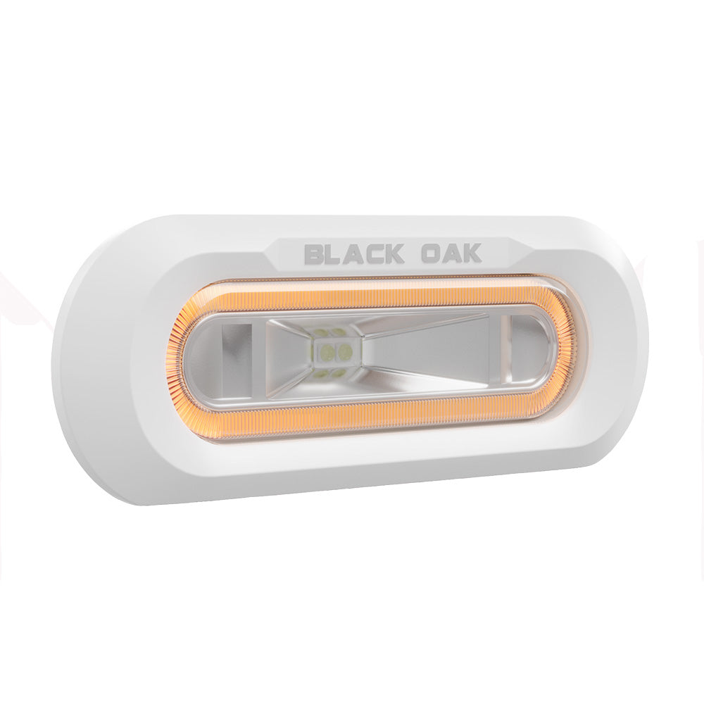 Black Oak Low Pro&trade; Marine Spreader Light - Flush Mount - White Housing - Amber LED