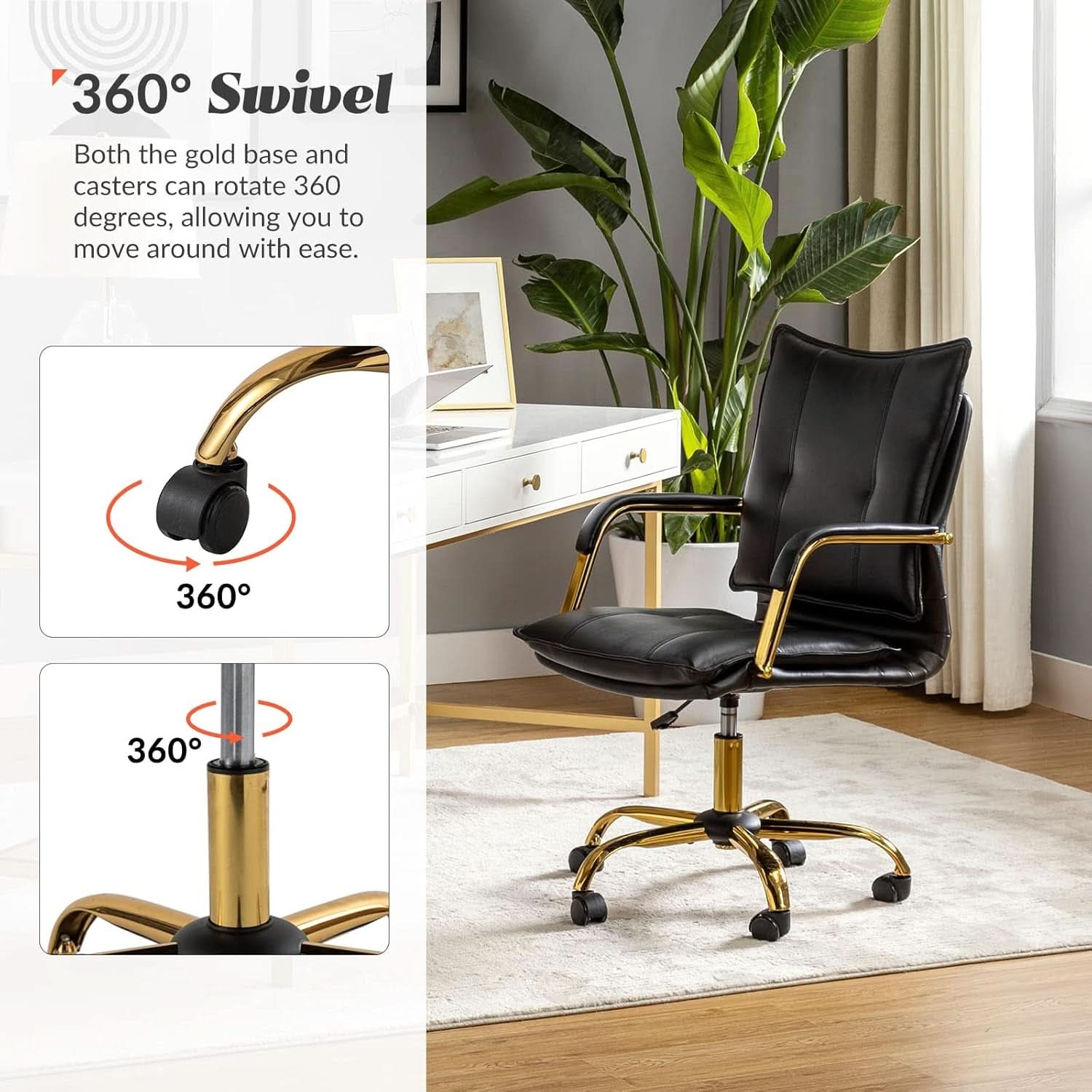 Black Office Desk Chair With Adjustable Height Elegant